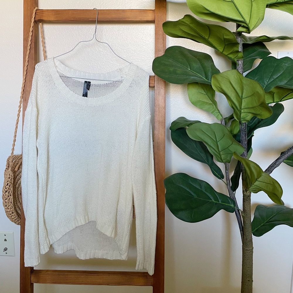 White oversized knit sweater